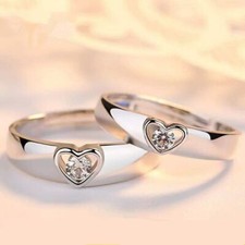 925 Sterling Silver Love Heart Adjustable Ring Women Girls Jewellery Gift UK