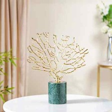 Gold & Green Marble Alloy Art Tree Ornament Home Decor - Heavy Duty