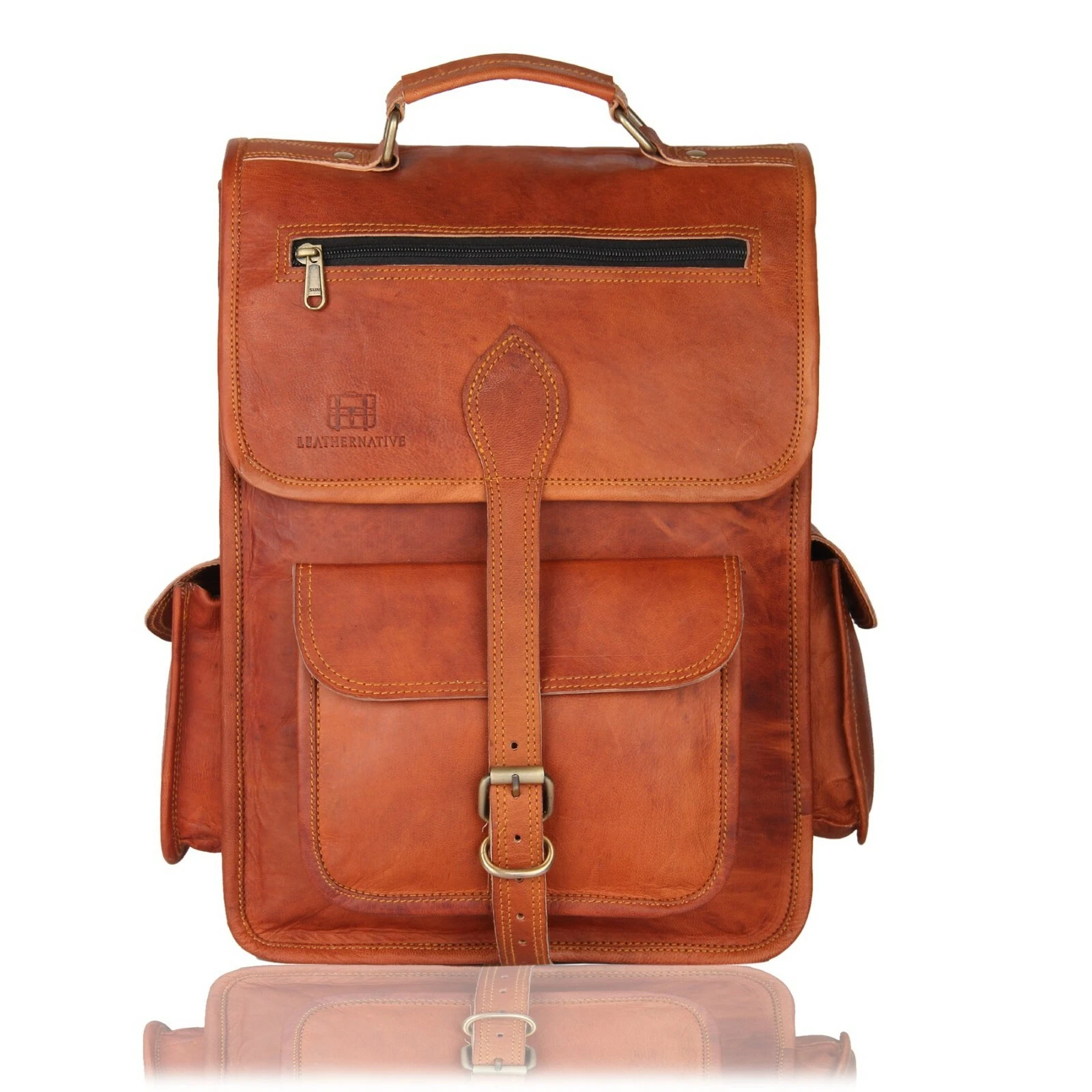 Men Satchel Shoulder Travel Collage Laptop Rucksack Bag 16" Leather Backpack New