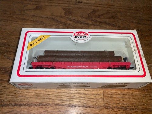 MODELO POWER ESCALA HO #8210 BURLINGTON 40' COCHE PLANO CON TRONCOS NOS | Zustand: New