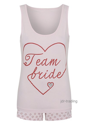 TEAM BRIDE PYJAMAS PJS Vest \u0026 Shorts 