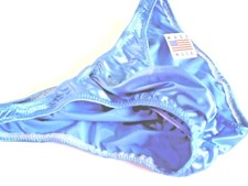 Men Stretch Satin Newest Shiny S M L or XL Brief handmade USA Custom Light Blue