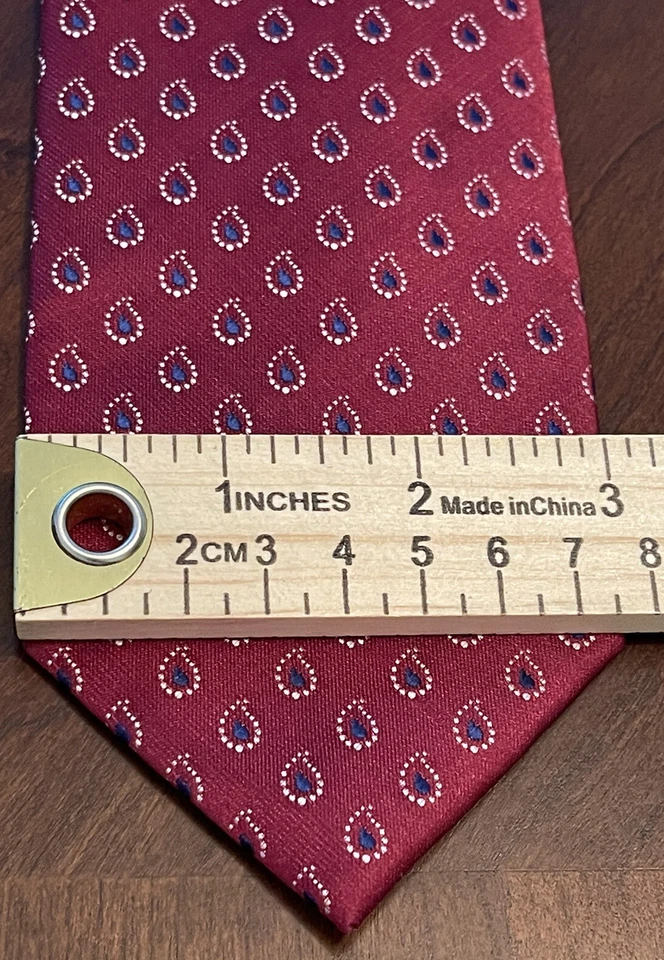 Gravata masculina Creazioni Tucci Firenze vermelha azul 100 seda - Imagem 4 de 4