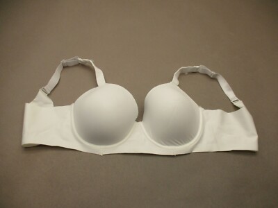 38D STRM LINE Womens White Lined Underwire Wide Strap Back Closure Demi Bra 9B