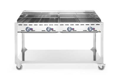 Grillsystem Green Fire 4 Brenner, HENDI, Profi Line, mit Rollengestell, Grau, 22