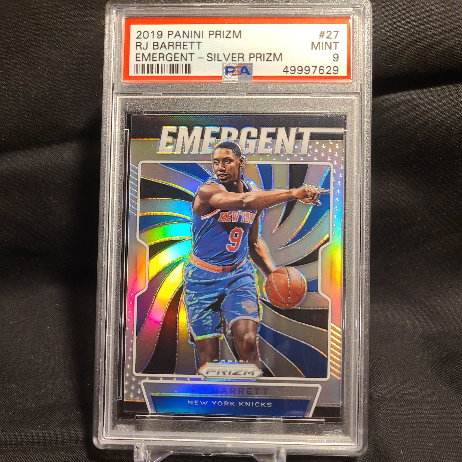 PSA 9 2019-20 Panini Prizm RJ Barrett RC Emergent Silver Rookie!