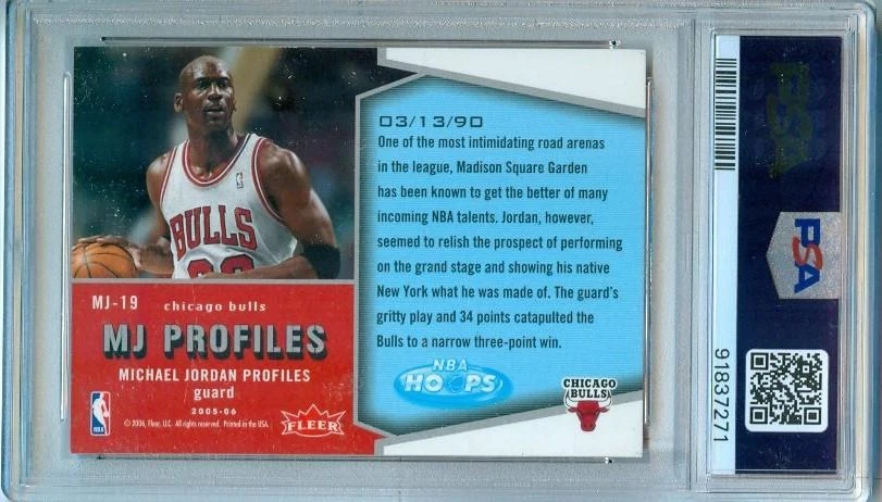 2005-06 Hoops MJ Profiles MICHAEL JORDAN #mj-19 Bulls PSA 8 - Image 2 of 2
