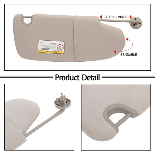 For 2003 Dodge Ram Gray Driver Left Side Sun Visor Extendable Non Illuminated - Picture 6 of 16