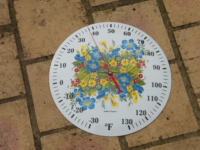 Thermomètre émaillé à aiguille rond FLEURS fabriqué en France