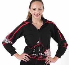 Costume Gallery new MA dance hip-hop jazz zip front hoodie jacket red black nice