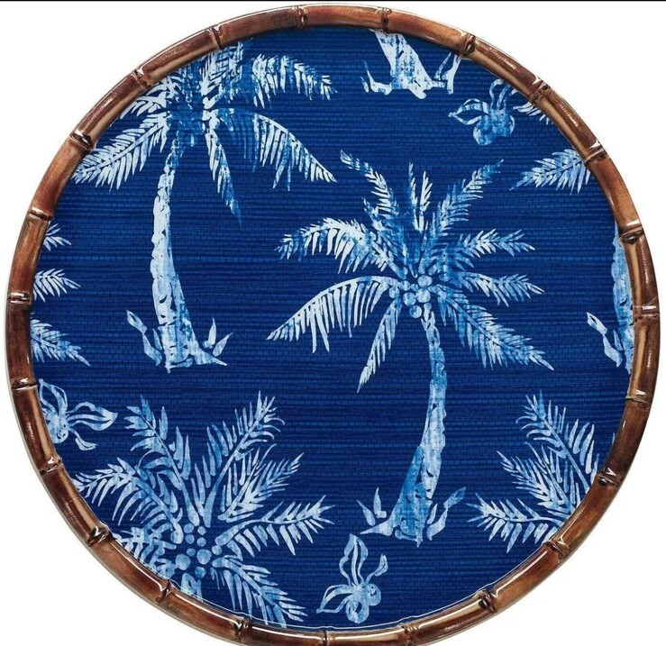 Maker's Mark 6 Piece Melamine Dinnerware Plates Ikat Tropical Pattern EUC