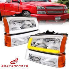 Sequential Signal Headlights LED DRL For 2003-2006 Chevy Silverado Avalanche
