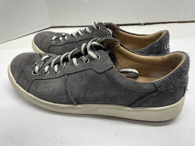 Ugh Milo Suede Gray Lace up Sneakers Shoes Women s Size 8.5