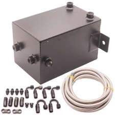 BlACK 3.5L Aluminium Complete Fuel Surge Tank 3.5 LT Swirl Pot System W/oil hose