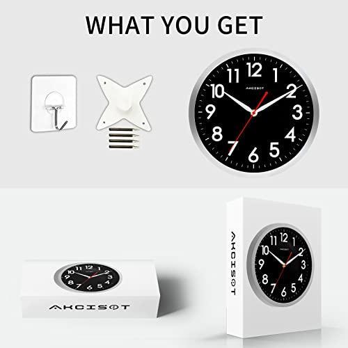 AKCISOT Wall Clock Modern Silent Non Ticking Wall Clocks Battery