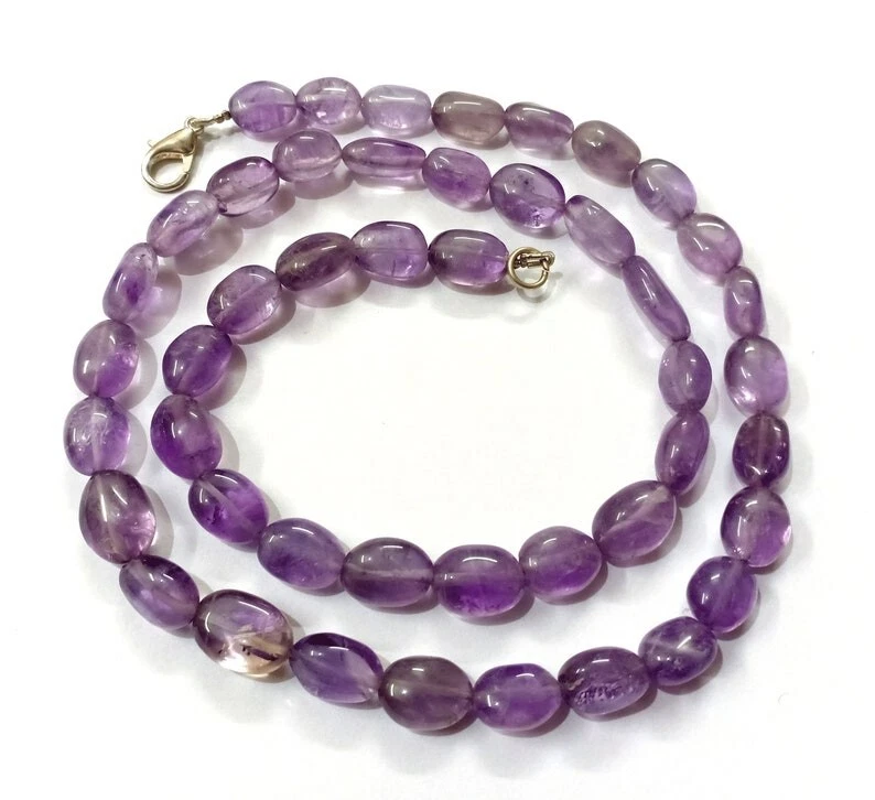 A ++ красивый аметист гладкий овальной формы драгоценных камней бисером унисекс ожерелья 18'' - Изображение 4 из 4
