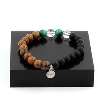 Steine Und MinéRaux. Armband Perlen Malachit Aus Kongo + Quarz + Schwarz Onyx Ma