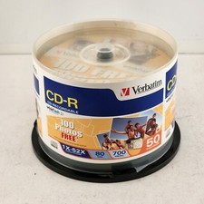 Verbatim CD R 700MB 80 Min 52x Recordable Discs 45 Pack Data Music Open Box