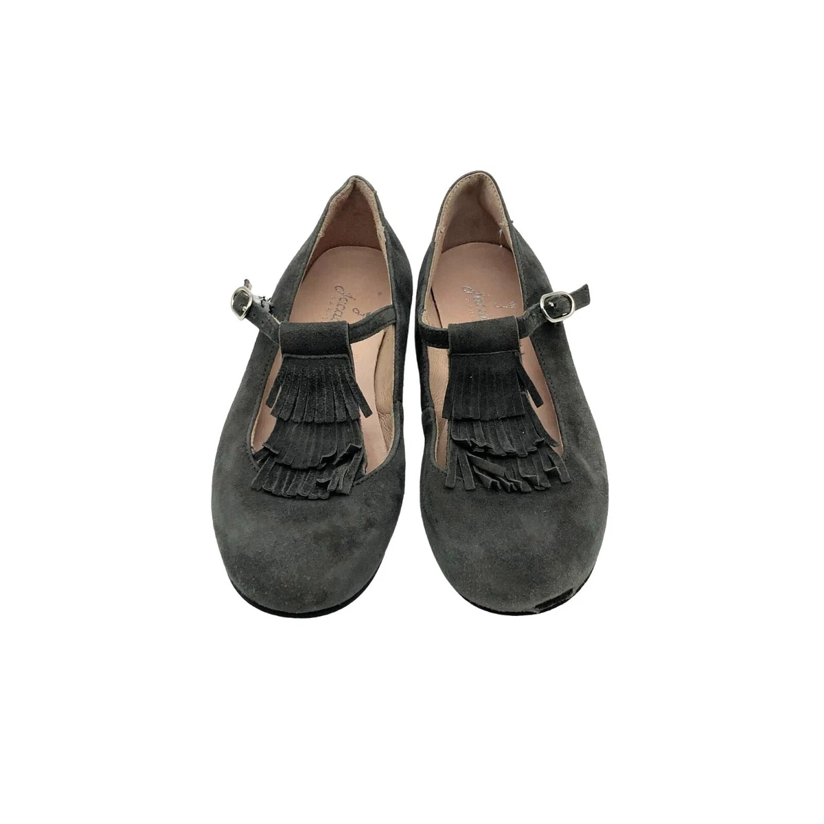 Jacadi Paris Girls Size 29 or 11.5 Suede Mary Jane Moccasin Shoes