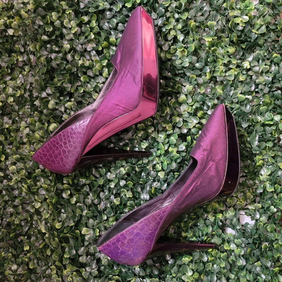 Donna Karan 紫色皮革细高跟鞋 US 8.5 / EU 39 设计师高跟鞋带缺陷 — 第 2/4 张图片