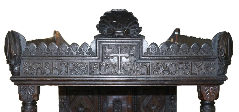 IMPORTANT BISHOP JAMES STANLEY 1508 KING HENRY VII ENGLISH OAK TUDOR TESTER BED - Image 3 of 4