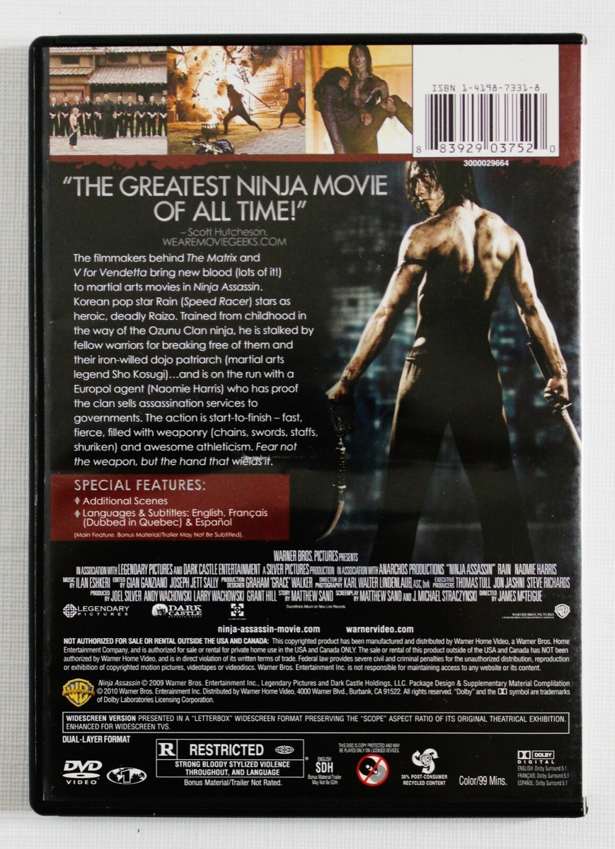 NINJA ASSASSIN DVD ACTION MOVIE 2009 STARRING RAIN RATED NINJA ASSASSIN DVD ACTION MOVIE 2009 STARRING RAIN RATED