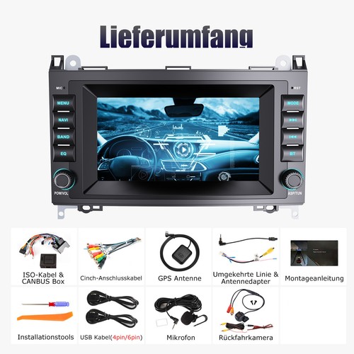 7" Autoradio CarPlay Android 14 GPS Für Mercedes Benz A/B Klasse Viano Vito W639 - Bild 16 von 18