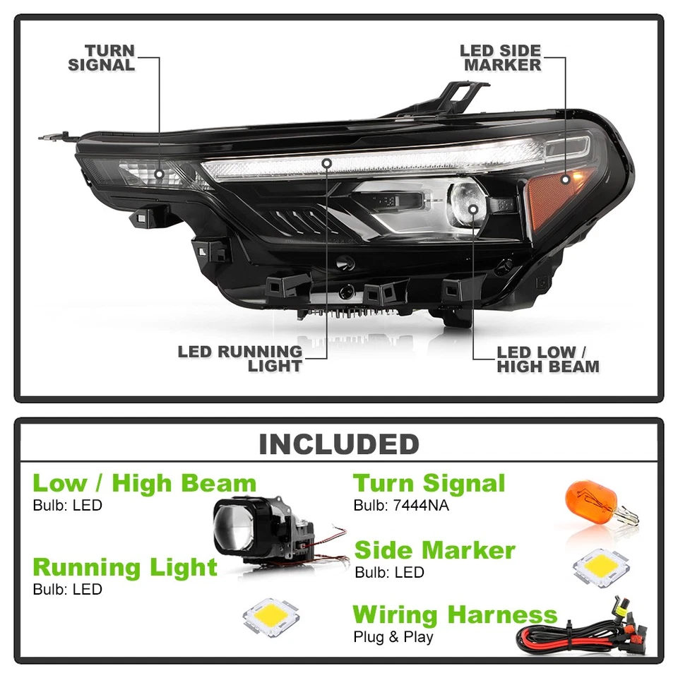 For 2023-2025 Chevy Colorado Halogen Upgrade to LED Tube Projector Headlights - Imagem 3 de 4