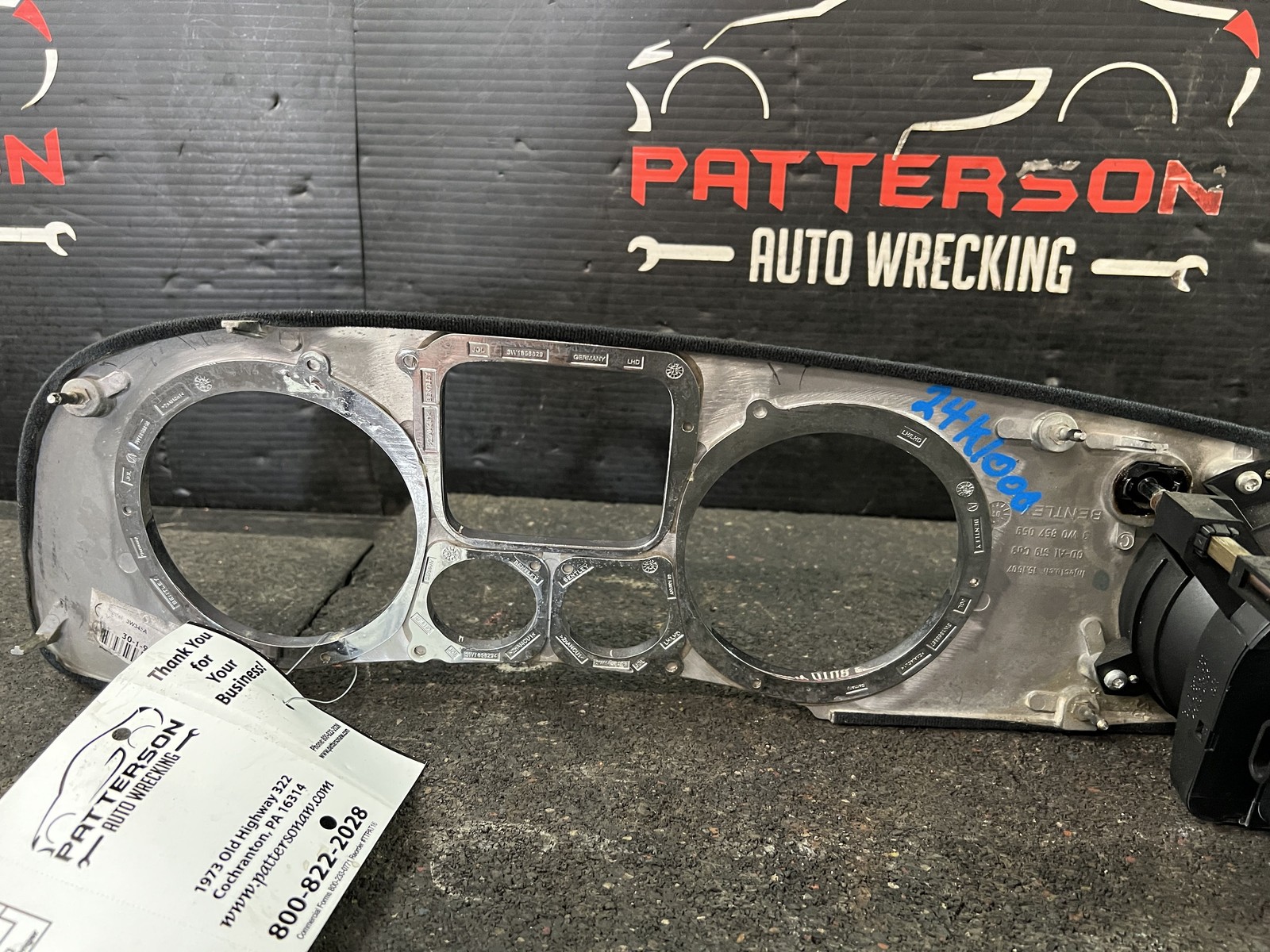 03-12 BENTLEY CONTINENTAL DASH SPEEDOMETER INSTRUMENT GAUGE CLUSTER BEZEL TRIM