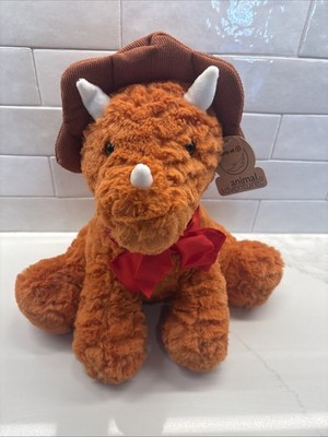 NWT Animal Adventure Orange Triceratops Dinosaur Plush Target Exclusive Red Bow