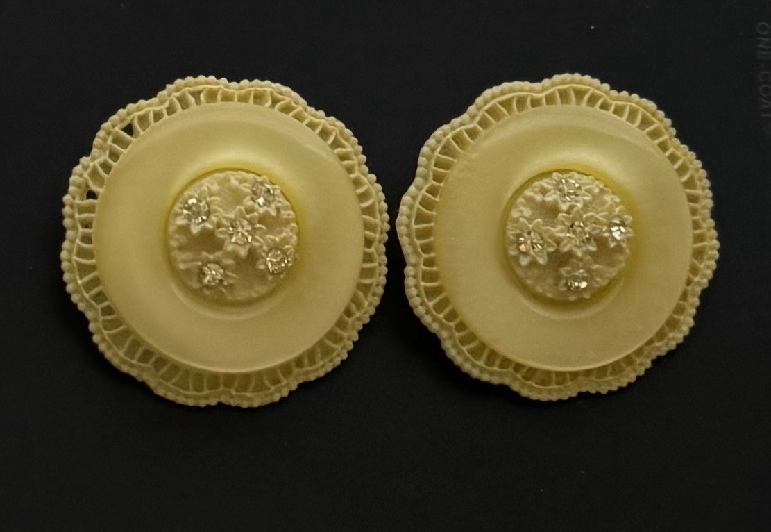 Vintage Flower Celluloid Flower Clip On Earrings
