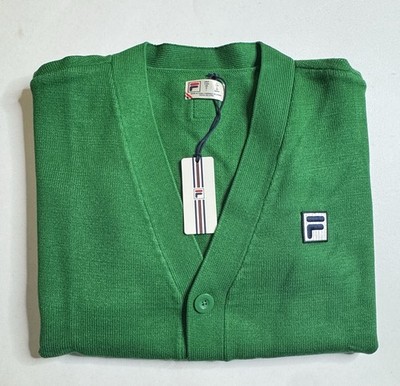 FILA Men's Baseline Cardigan - Amazon Green, Large, w/ F-Box Logo ($150 Retail)