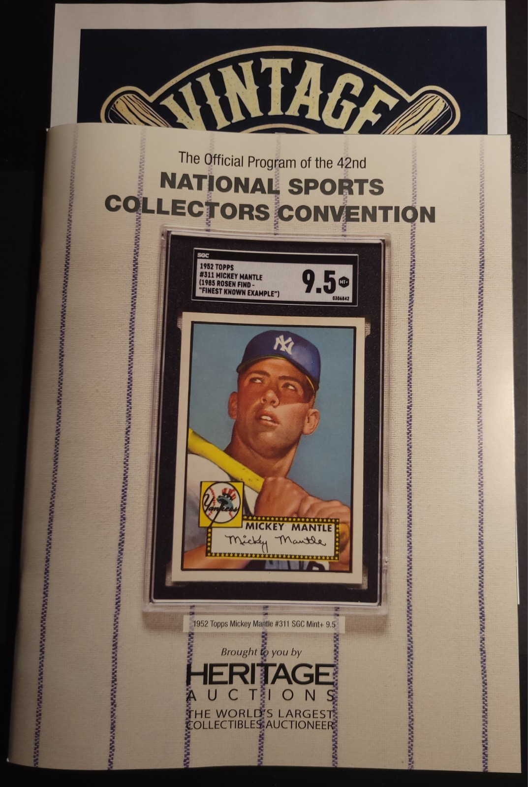 1952 TOPPS MICKEY MANTLE SGC 9.5 NATIONAL SPORTS COLLECTORS CONVENTION PROGRAM