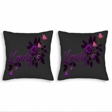 Set of 2 18x18in Throw Pillow Covers with Elegant Floral Design-Large PurpleRose
