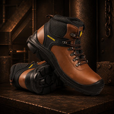 MENS LEATHER WATERPROOF SAFETY BOOTS STEEL TOE CAP ANKLE WORK BOOTS HIKER SHOES1