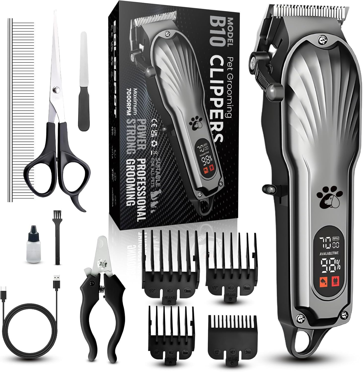 Tosatrice Professionale per Cani Pelo Lungo: Kit Toelettatura LED