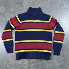 Polo Ralph Lauren Sweatshirt Youth Medium Multicolored Quarter Zip Preppy Stripe