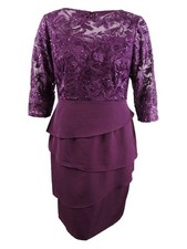 Alex Evenings Women's Petite Embroidered Tiered Dress