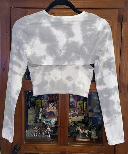 Zara Women's 2 Piece Tie Dye Gray & White Crop Top Size S Shrug Size M - Picture 2 of 11