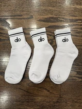 3 Pairs ALO Yoga UNISEX HALF-CREW THROWBACK SOCKS