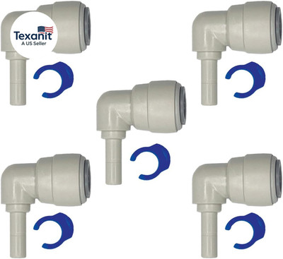 3/8'' OD to 1/4'' DUAL O-RING, 90 Degree Stem Elbows, 5 Pack, Quick Connect, Push
