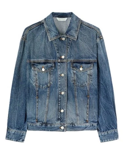 Palm Angels Palms Sunrise Denim Jacket Cobalt Blue XS Oversized NWT $1170 image 2