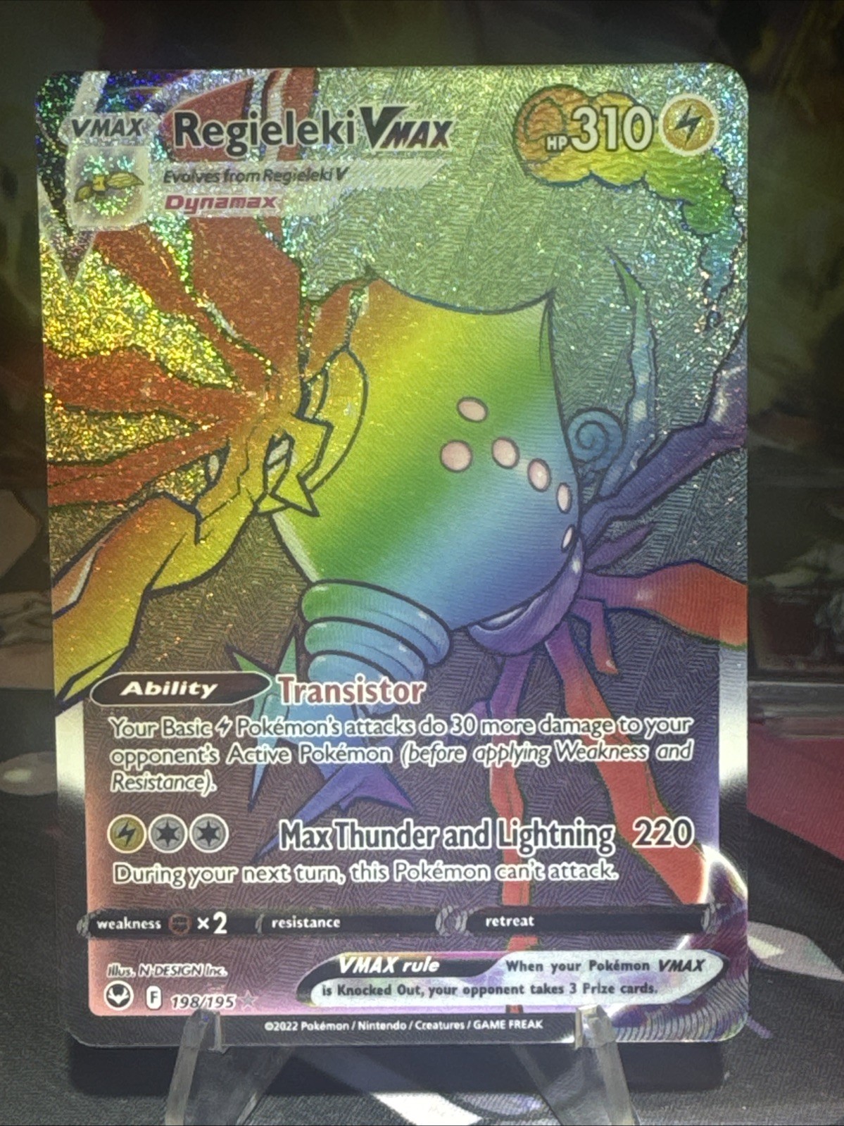 Regieleki VMAX 198/195 Rainbow Secret Rare Holo SWSH Silver Tempest Pokemon NM