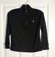 Boys Polo Ralph Lauren Pullover 1/4 Zip Cotton Shirt Top Size 5/6 Black