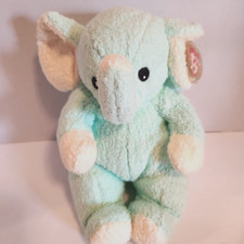 VTG TY BABY ELEPHANT Plush Cream Mint Green Pastel 2000 Built-in Rattle Stuffed