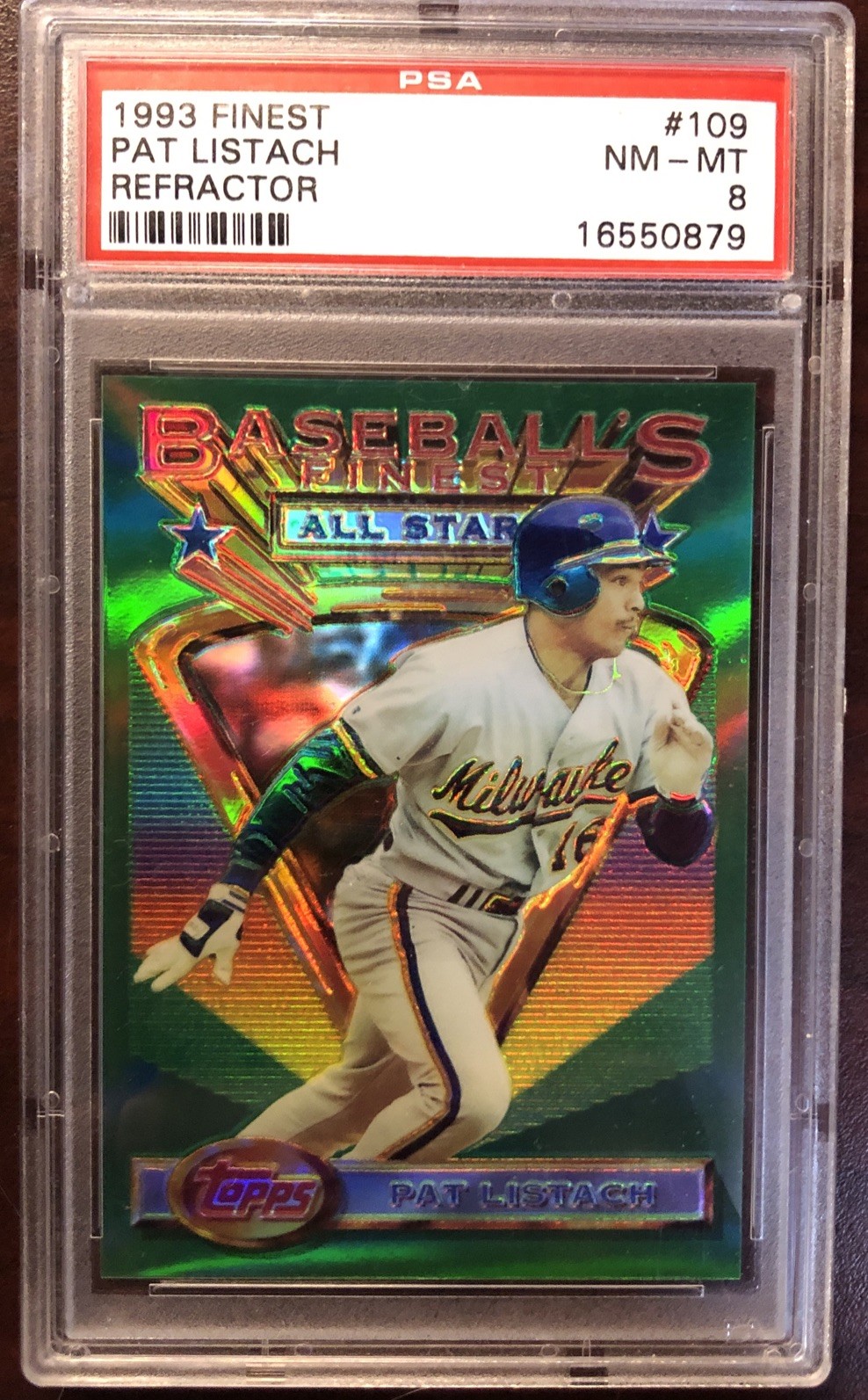 1993 TOPPS FINEST REFRACTORS #109 PAT LISTACH ALL STAR BREWERS /241 PSA 8 NM-MT