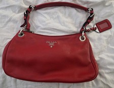 Ladies Womens Red Designer PRADA shoulder Bag Rosso Vitello Phenix