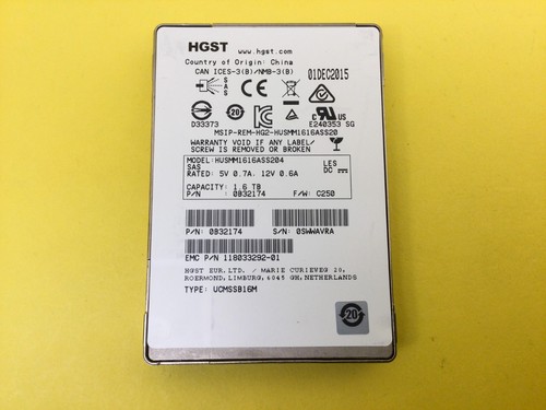 HGST 1.6TB SAS 12Gbps 2.5in SSD HUSMM1616ASS204 | eBay