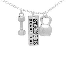 Collar Cadena Gimnasio Entrenamiento Strong Is Beautiful, Barra Mancuerna Ejercicio con Peso