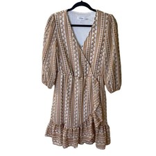 Calvin Klein Boho Ruffle Floral Embroidered Peasant Dress Sz S